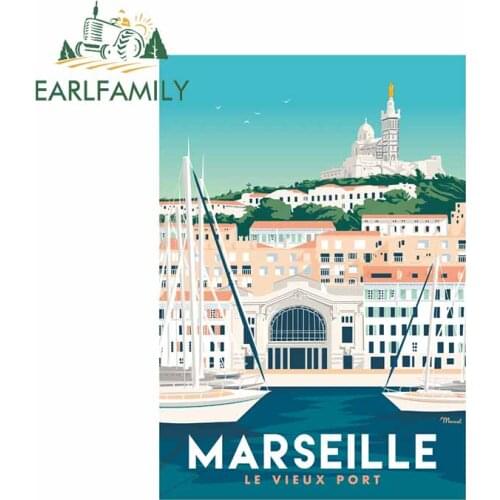EARLFAMILY 13cm x 9.2cm for Poster MARSEILLE Le Vieux Port Vinyl Car Sticker DIY Waterproof Laptop Refrigerator Decals