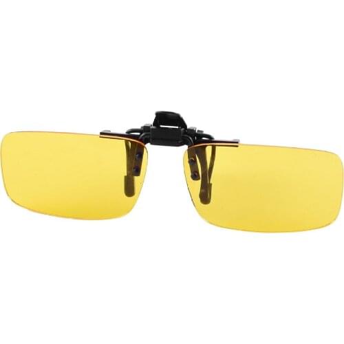 EAS-Rectangle Clear Yellow Lens Rimless Clip On Night Vision Driving Glasses