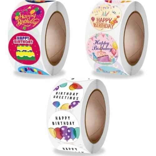 Happy Birthday Stickers Gift packaging Sealing Label DIY Party decoration Self-adhesive Handmade Stationery Sticker 100/500pcs