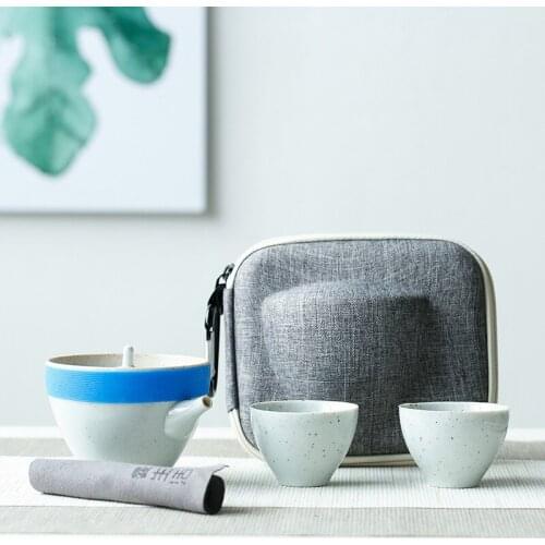 One Pot and Two Cups Travel Tea Set Ceramic Kungfu Tea Set Coarse Pottery Express Tea Pot Set Tea Ceremony Set Tea Set