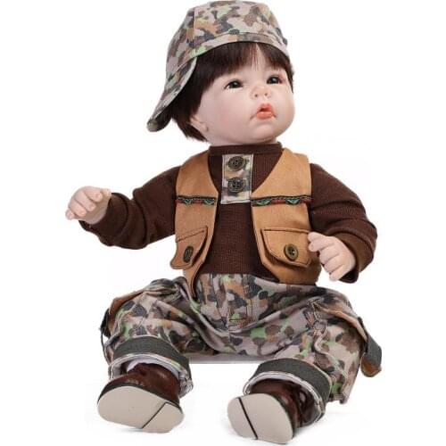52cm Newborn Baby Boy Doll with Clothes and Hat,Fashion 19 Inch Silicone Reborn Babies Doll Toys for Children Gifts