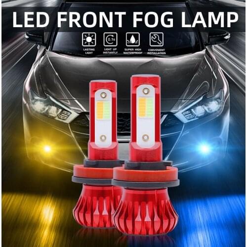 Mini Led fog lights Flashing Light Blue Yellow Turn Signal Strobe Light H1 H3 H7 H11 9005 9006 HB3 HB4 Flash Fog Lamp 12V