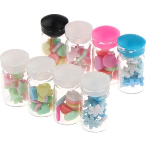 4Pcs/set 1:12 Dollhouse Miniatuer Furniture Toys Candy Glass Jar for Dolls Decor