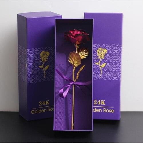 Fashion 24k Gold Foil Plated Rose Creative Gifts Lasts Forever Rose for Lovers Wedding Christmas Day Gifts Home Decoration