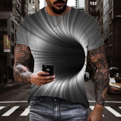 KYKU Dizziness T-shirt Men Black Hole Funny T shirts Abstract Anime Clothes Psychedelic Tshirts Casual Mens Clothing summer