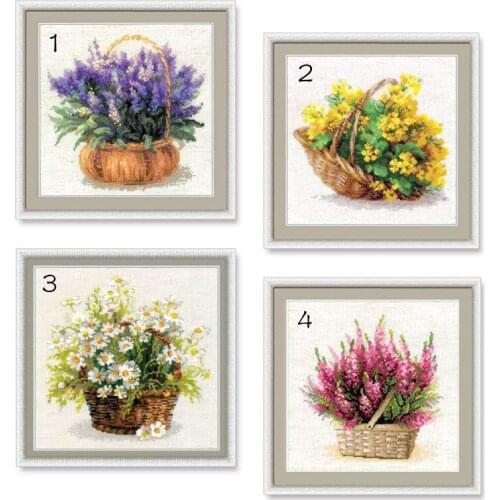 Plants And Flowers Fishxx Cross Stitch Kit B1527 Four Flower Baskets Flowers Picking Precision Printing Embroidery