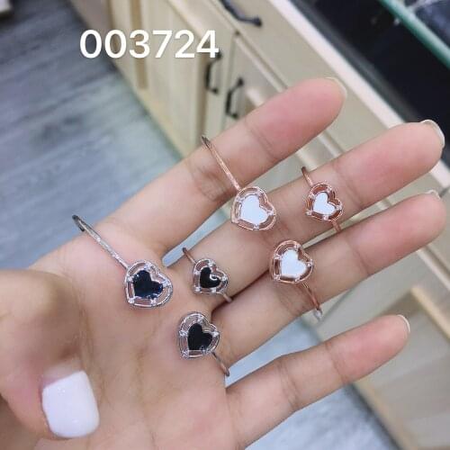 TIRIM 2020 NEW Trendy Heart Style Thin Bangle Ring for Women Drip Oil Zirconia Wedding Engage Bracelet Set Dubai Jewelry