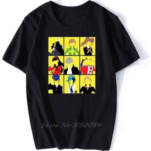 P4-sona Black T Shirt Persona 5 RPG PS4 Game Homme T-Shirt Men Cotton Amazing Short Sleeve Tshirt Anime Tees Tops Harajuku Gift