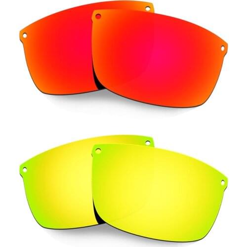 HKUCO For Carbon Blade Sunglasses Polarized Replacement Lenses 2 Pairs Red & Gold
