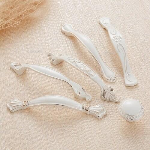 Cabinet Drawer Handle Zinc Alloy Ivory White European Fashion Semicircle Furniture Wardrobe Hardwares Kitchen Cupboard Pull