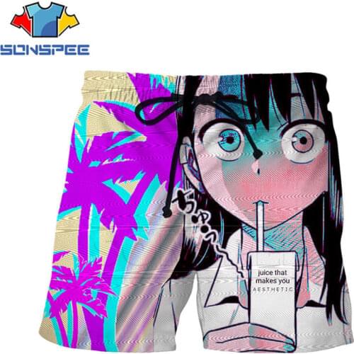 Summer 3D Print Anime Cartoon Girl Nagatoro Shorts Men Women Harajuku Fashion Funny Cool Hawaii Fit Passionate Beach Shorts