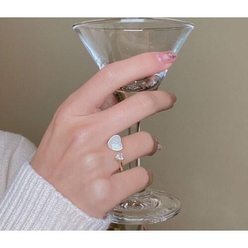 Sweet Romantic Cute Zircon Heart-shaped Opening Ring For Women Girls Creative Party Wedding Jewelry Gift