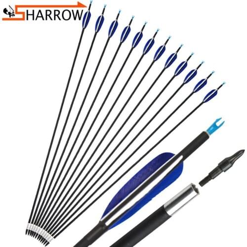 15pcs Spine 700 Carbon Arrow 32" Mix Carbon Fiberglass Arrow Shaft OD 7mm For Outdoor Sports Hunting Shooting Archery Acessories