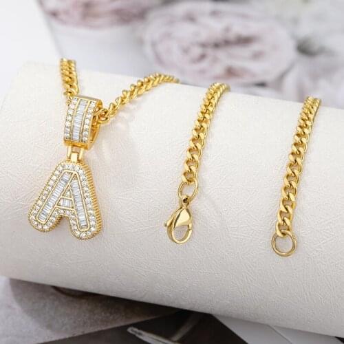 Hip Hop A-Z Initial Letter Necklaces For Women Stainless Steel 26 Letter Pendant Choker Necklace Birthday Gift BFF Bijoux Femme