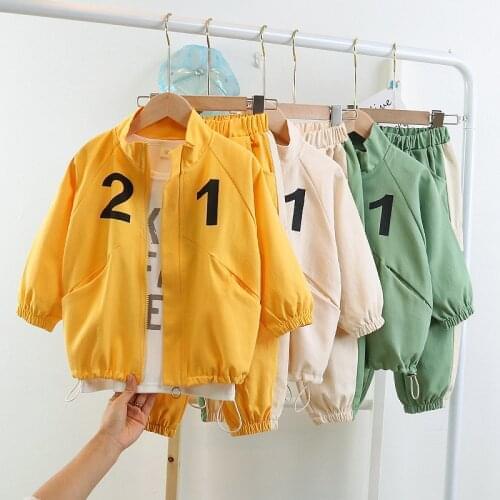 Spring and autumn boy and girl clothes 2-piece set of casual alphabet sportswear girl sports suit kids clothes suit