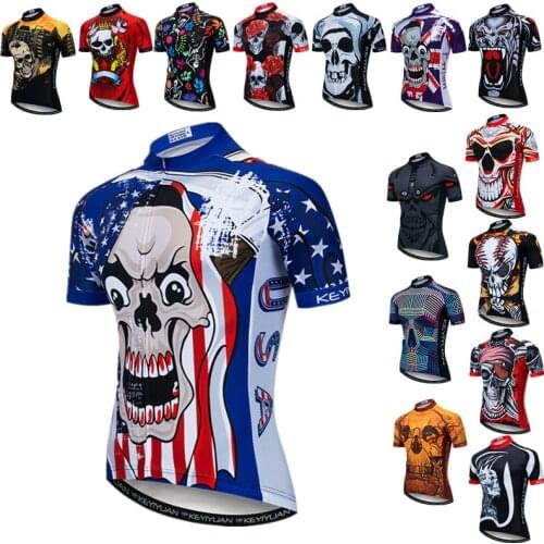Weimostar Top Skull Cycling Jersey Mens USA Bicycle Cycling Clothing Maillot Ciclismo Quick Dry MTB Bike Jersey Shirt For Man
