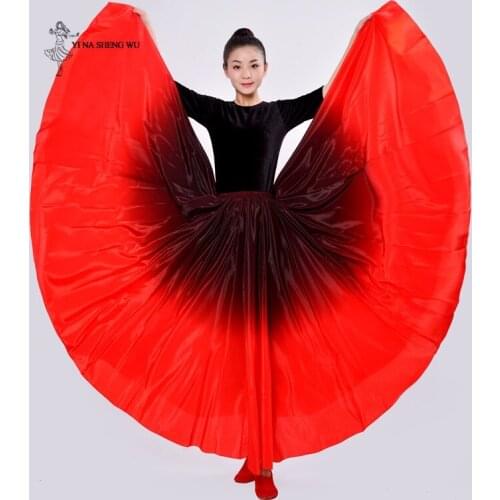 Belly dance big swing skirt performance Gypsy wear Women Costumes Long Dance Skirt Lady dancing dress Satin Long Spanish Skirt