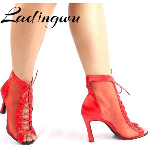 Ladingwu New Latin Dance Boots Salsa Tango Dance Shoes For Ladies Indoor Sports Dance Shoes Professional Ballroom Dance Shoes