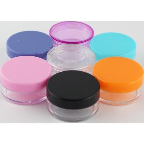 10g100pcs Empty Cosmetic Plastic Container 10ml Small PS Jar, Sample Cosmetic Bottle, Mix More Colors Plastic Pot Colored Tin