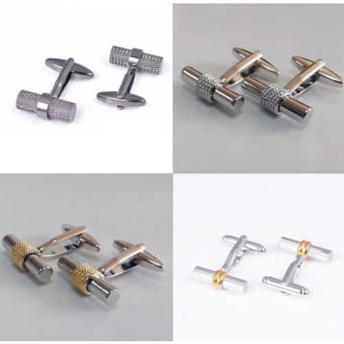 10pairs/lot Gold/Silver Cylinder with Rope Cufflinks Copper Plating Cuff Links Business Style Mens Jewelry Accessory Wholesale