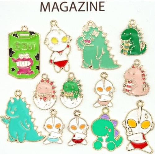 10 Pcs/Set Cute Cartoon Ultramans Monsters Enamel Fashion Charms Pendant Women Bracelet Earrings Jewelry Making Accessories