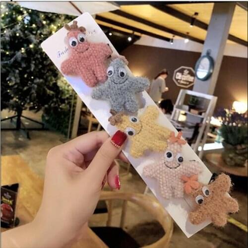 100pcs/lot Multi Big Eyes Wool Starfish Hair Duck Clip Cartoon Animals Hairpins Bang Hair Styling Tools Hair Accessories HA1146