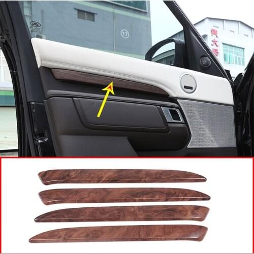 4 Pcs Rose Wood Grain ABS For Land Rover Discovery 5 LR5 L462 2017-19 Car Interior Door Decoration Protector Cover Trim Parts