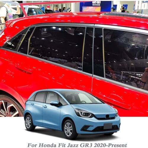 6pcs Car Styling For Honda Fit Jazz GR3 2020-Present Car Window Trim Sticker Middle Column Sticker PVC External Auto Accessories