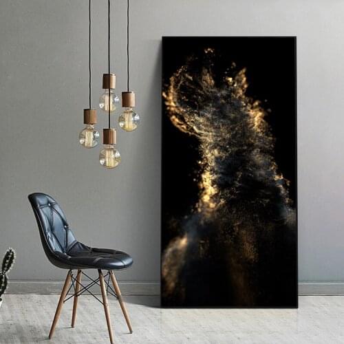Abstract Gold Black Canvas Painting Wall Art Picture for Living Room Scandinavian Modern Art Nordic Posters and Prints Cuadros