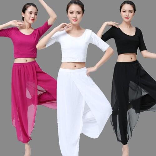 New Adults Women Dance Pants For Yoga Ballet Harem Pants Chinese Folk Dance Classical Dance Pants Chiffon Ballroom Practice Wear