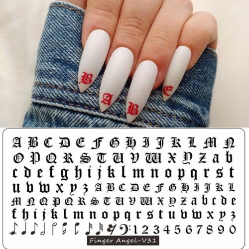Hot 1pcs 2020 Nail Art Stamping Finger Angel Letter Words Nail Stamping Plates Manicure Stencil Set For Nail Stamping Template