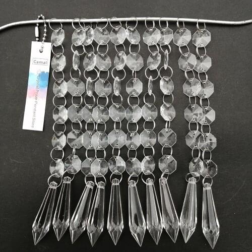 Camal 60pcs 18.4cm 50mm Long Cone Pendant Acrylic Crystal Octagon Bead Garland Chain Chandelier Party Curtain Wedding Lamp Parts