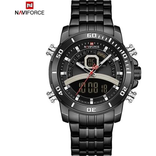 2021 New NAVIFORCE Men Watch Top Brand Luxury Fashion Stainless Steel Dual Display Mens Waterproof Watches Relogio Masculino