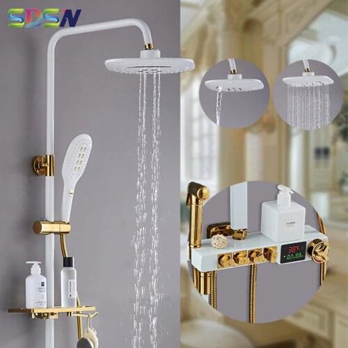 Digital Shower Set SDSN Four Function Bathroom Shower Sprinkler System Rainfall Bath Shower Head Thermostatic Bath Shower Set
