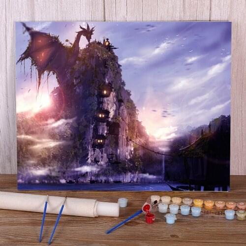 Scenery Island Painting By Numbers Set Oil Paints 40*50 Canvas Pictures Wall Decoration For Wholesale