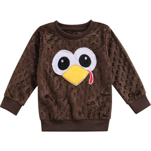 Thanksgiving Baby Sweatshirts Tops Cartoon Turkey Long Sleeve Pullover Hoodie Tops Casual Autumn Boys Girls Clothes