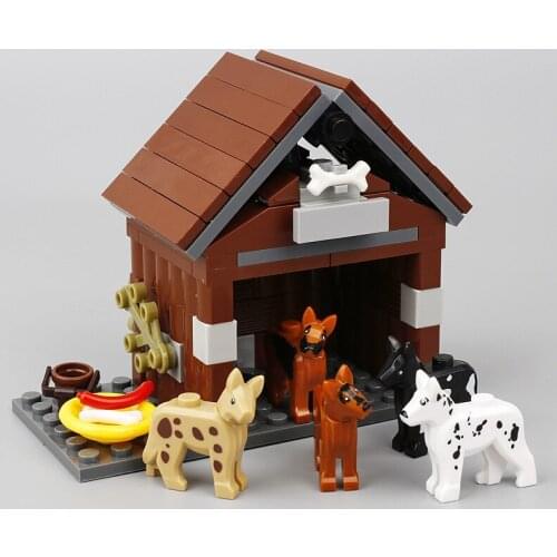 City House Accessories Building Blocks Sets Plant Kennel Cute Animal Pets Spotted Dogs Military Parts Bricks Friends Toys D175