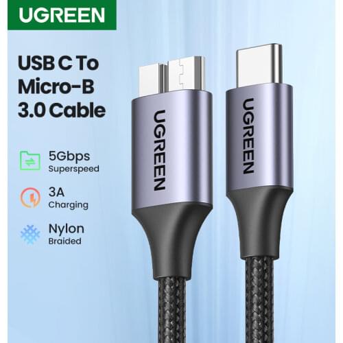 Ugreen USB C to Micro B 3.0 Cable 5Gbps 3A Fast Data Sync Cord For Macbook Hard Drive Disk HDD SSD Case USB Type C Micro B Cable