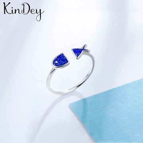 Kindey Exaggerated Silver Color Fish Rings For Women Engagement Jewelry Girls Open Finger Rings