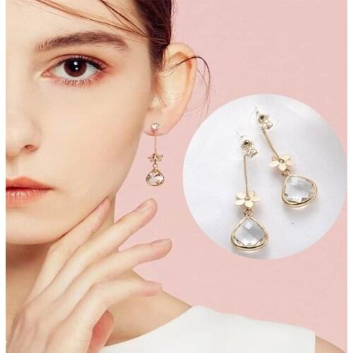 Classic Fashion Woman Earrings Water Drops Crystal Flower Personality Girl Gifts Personality Earrings Earrings Accessories 2018