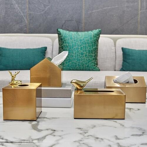 Gilded Metal Tissue Box Fawn Decoration Box Magnet Adsorption Animal Napkins Organizer Dining Table Home Decoration Modern