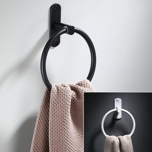 Round Bracelet Towel Ring Matte European Style Black And White Bathroom Towel Rack Hanging Towel Rack Bathroom Accessories