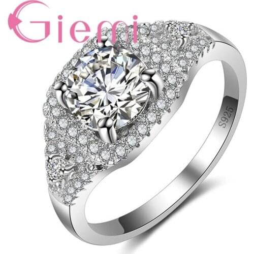 Square Crystal Stone Texture Ring for Female Wedding Ceremony Party Accessoriesand Cubic Zirconia