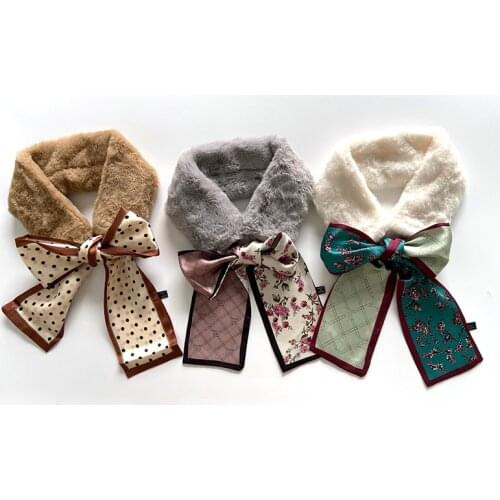 2020 Fashion Women Scarf Faux Rabbit Fur Collar Plush Collar Neck Warmer Winter Shawl Wrap Girls Echarpe Femme Hiver Soft