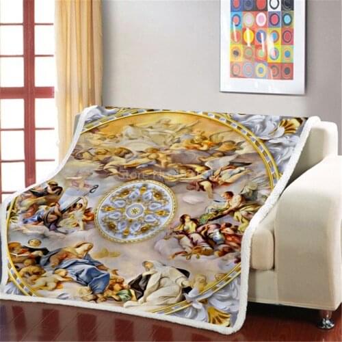 Angel Oil Painting Sherpa Blanket Ancient Art Fashion Soft Blanket Picnic Throw Blanket For Kids Blanket Blanket 150x200ccm