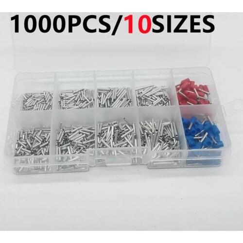 1000cs/lot mixed 8 models uninsulated end Ferrule Kit 0.5 -0.7mm Non Insulated Electrical Crimp cord wire end terminal