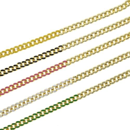 Gold Color 8mm Width Neon Enamel Cuban Link Chain Choker Necklace 2021 Summer New Colorful Rainbow Jewelry