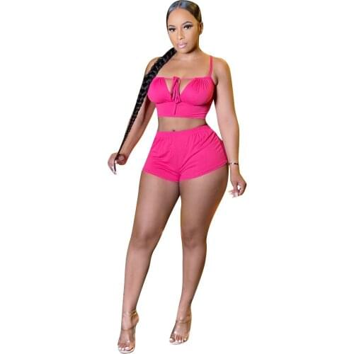 Neon Yellow Sexy Fitness Wear Tracksuit Women Two Piece Outfits Sleeveless Vest Crop Top Biker Shorts Casual Soft Homewear