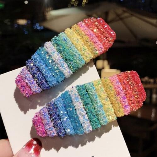 New Women Girls Cute Colorful Sequin Rainbow Hairpins Sweet Hair Ornament Headband Hair Clips Barrettes Fashion Hair Accessories
