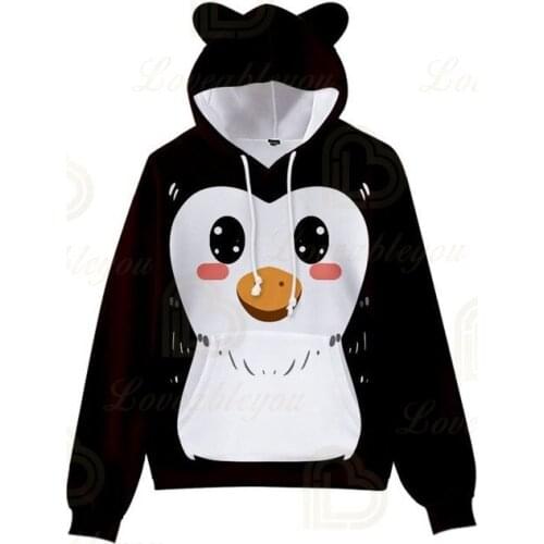 2020 New Arrival 3d Printed Animals Penguin Cosplay Character Clothes Cat Ear Hooded Childrens Wear Women Clothing